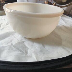 Fire King Mixing bowl, White  7" tall. Oven to table, Looks good, usual vtg wear